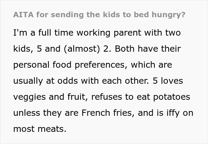 &ldquo;I Could Hear His Tummy Grumble&rdquo;: Mom Asks If She&rsquo;s A Jerk For Sending Kids To Bed Hungry