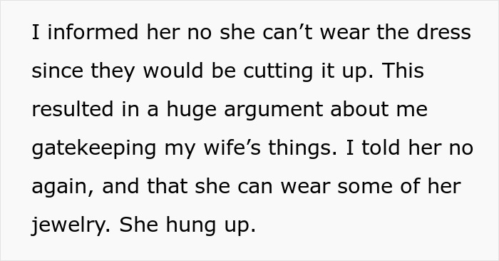 Man Refuses To Let His Late Wife&rsquo;s Wedding Dress Be Cut, Gets Called A Jerk By Family