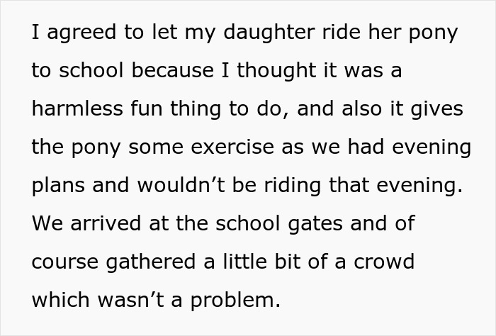 Mom Allows 7 Y.O. To Ride A Pony To School, Causing Entitled Parent To Go Off On Her