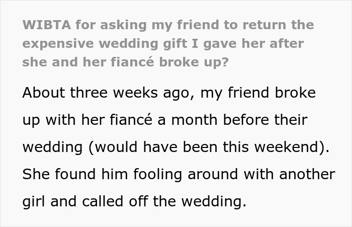 &ldquo;She Was Ugly Crying&rdquo;: Woman Wants To Get Her $4,500 Wedding Gift Back After Friend&rsquo;s Breakup