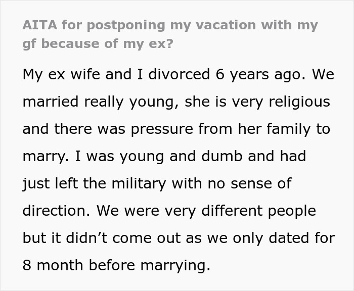 Woman Accuses BF Of Putting His Dying Ex-Wife Before Her Because He Postponed Their Vacation Woman Accuses BF Of Putting His Dying Ex-Wife Before Her Because He Postponed Their Vacation