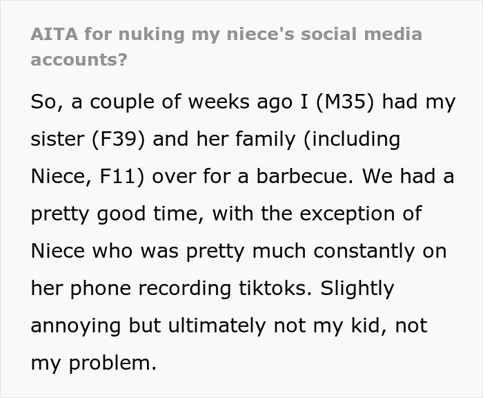 Man Wonders If He Overstepped By Secretly Reporting Niece’s Social Media As She’s Only 11 Man Wonders If He Overstepped By Secretly Reporting Niece’s Social Media As She’s Only 11