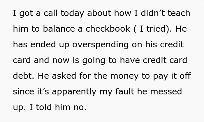 Son Who Couldn’t Even Learn How To Do Laundry Blames Parent After Getting Credit Card Debt At 19