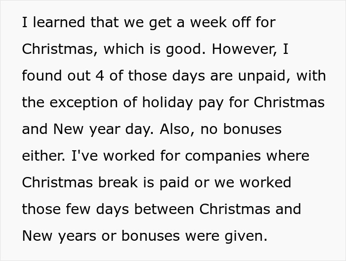 Employee Shares Their Frustration After Finding Out Company Doesn&rsquo;t Pay For Christmas Break