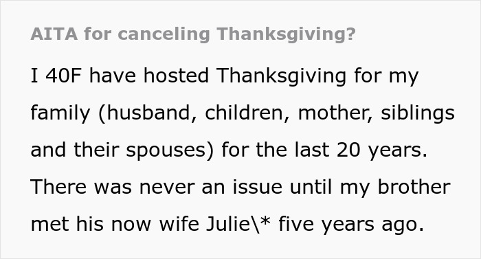 Woman Cancels Thanksgiving After 20 Years Of Hosting After SIL&rsquo;s Special Dietary Demands