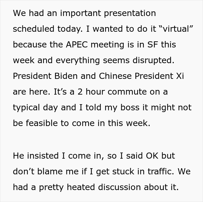 Boss Makes An Error By Insisting That Worker Present In Person When They Advised Against It Boss Makes An Error By Insisting That Worker Present In Person When They Advised Against It