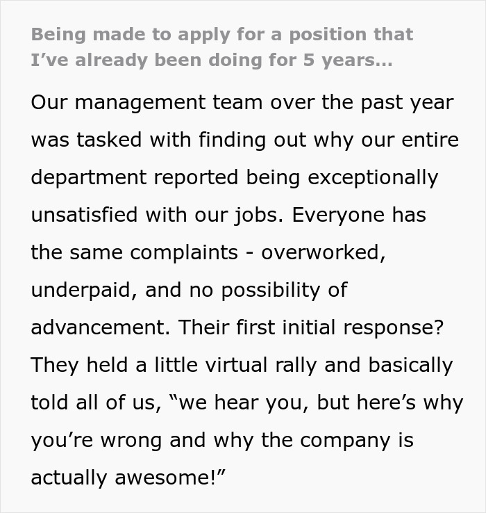 Company Enrages Employee By Asking Them To Reapply To Their Job Position They've Had For 5 Years