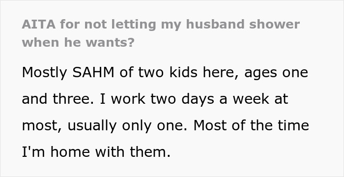 Man Snaps After His Exhausted Stay-At-Home Wife Tries To "Police" His Showering Schedule