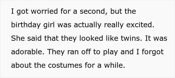 Text excerpt from a story where a woman refuses to change her daughter&rsquo;s dress, causing tension at a birthday party.