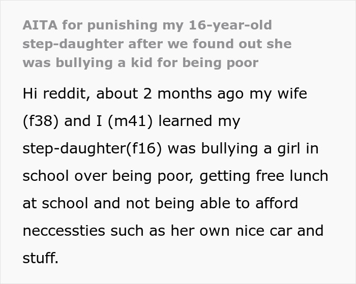 16-Year-Old Bullies A Kid For Being Poor, So Her Stepdad Takes Away All Her &ldquo;Luxuries&rdquo;