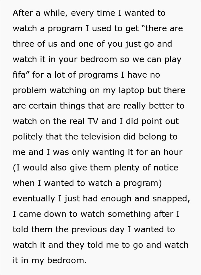 Woman Teaches Entitled Housemates A Lesson After They Start Policing Her Use Of Her Own TV