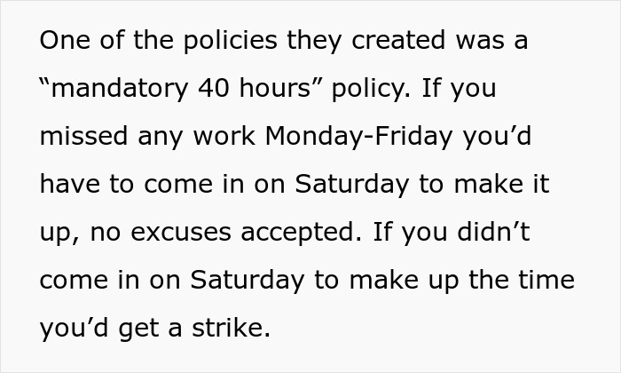 Person Maliciously Complies With A Stupid Work Policy By Coming To Work For Only 30 Minutes Person Maliciously Complies With A Stupid Work Policy By Coming To Work For Only 30 Minutes