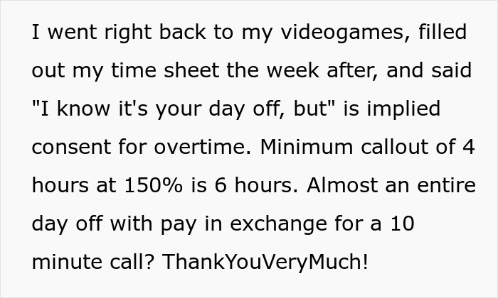 "I Know It's Your Day Off, But": Employee Shows Boss Why Not To Call Them On Their Days Off "I Know It's Your Day Off, But": Employee Shows Boss Why Not To Call Them On Their Days Off