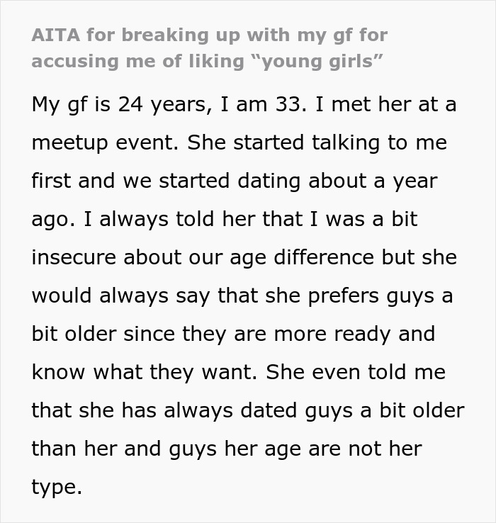 Man Asks If He Was Wrong For Breaking Up With GF Who Accused Him Of Liking &ldquo;Young Girls&rdquo;