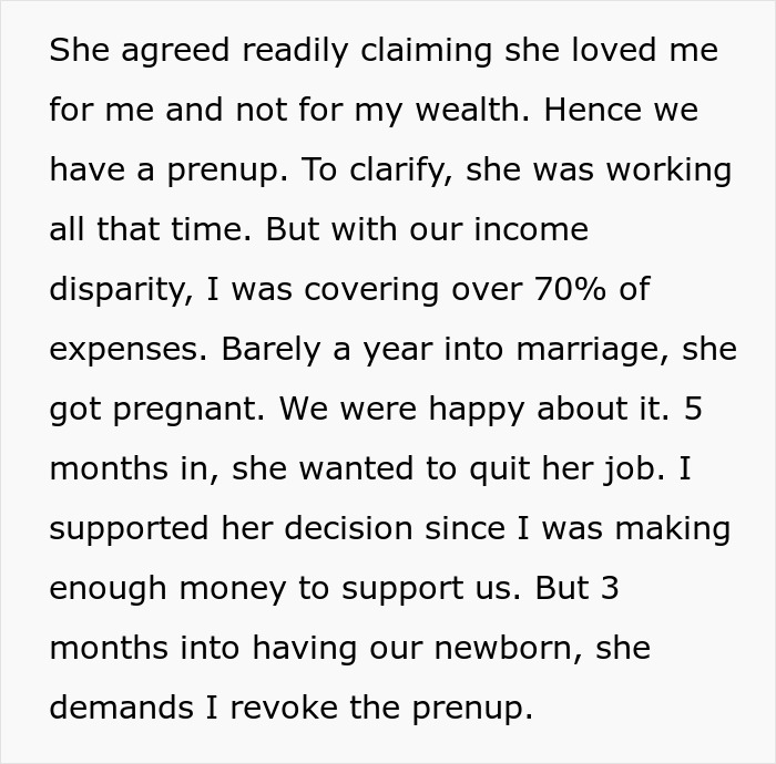 Wife Demands Her Husband Revoke Their Prenup Two Years Into Marriage, He Refuses