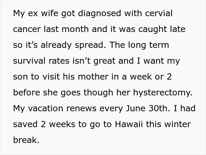 Woman Accuses BF Of Putting His Dying Ex-Wife Before Her Because He Postponed Their Vacation Woman Accuses BF Of Putting His Dying Ex-Wife Before Her Because He Postponed Their Vacation