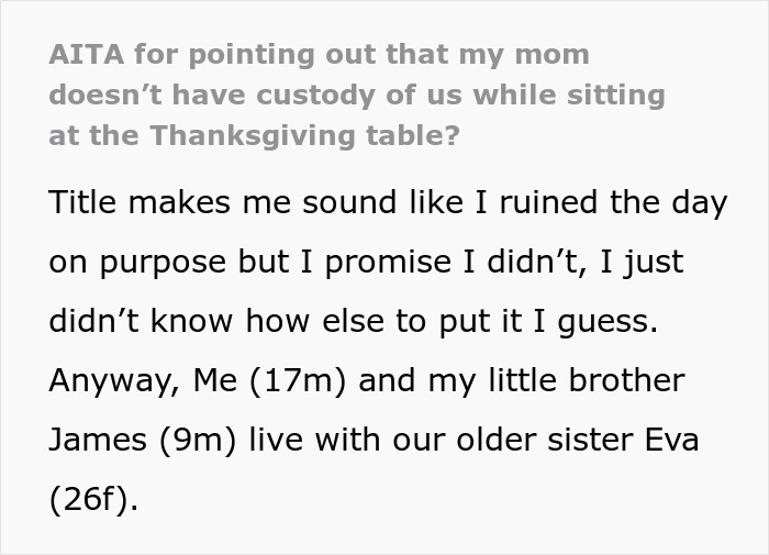 Family Drama Ensues After Teen Points Out That Their Mom Doesn&rsquo;t Have Custody Of Them During Dinner 