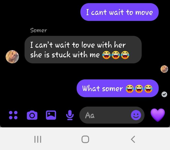 Chat screenshot showing autocorrect error where "move" is changed to "love," highlighting autocorrect mistakes humorously.