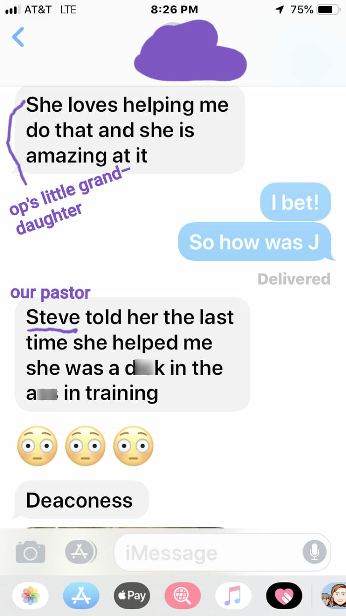 Text message exchange showing funny autocorrect errors involving mistaken words and unexpected phrases in casual conversation.