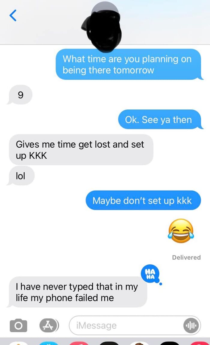 Text message exchange showing autocorrect errors causing confusion and humor in normal texting conversation.