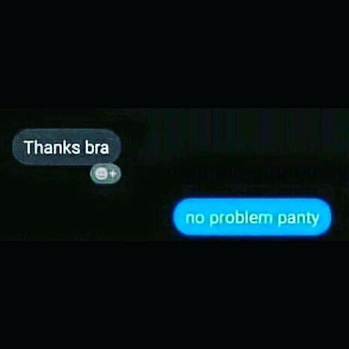 Text message screenshot showing autocorrect error with phrase no problem panty instead of a normal reply.