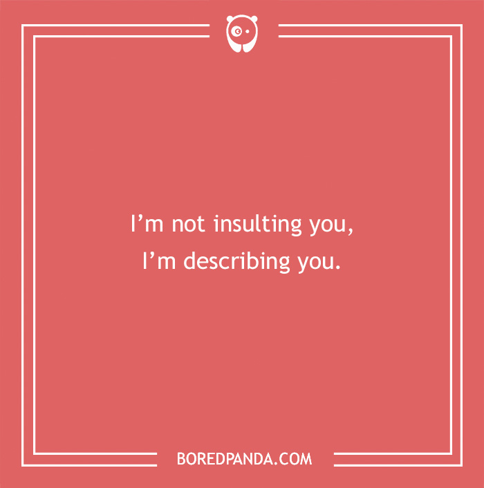 Text graphic with witty insult: "I'm not insulting you, I'm describing you."