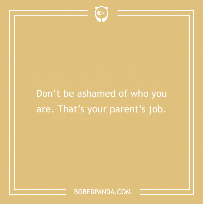 Text image with a witty insult about personal shame and parental responsibility.