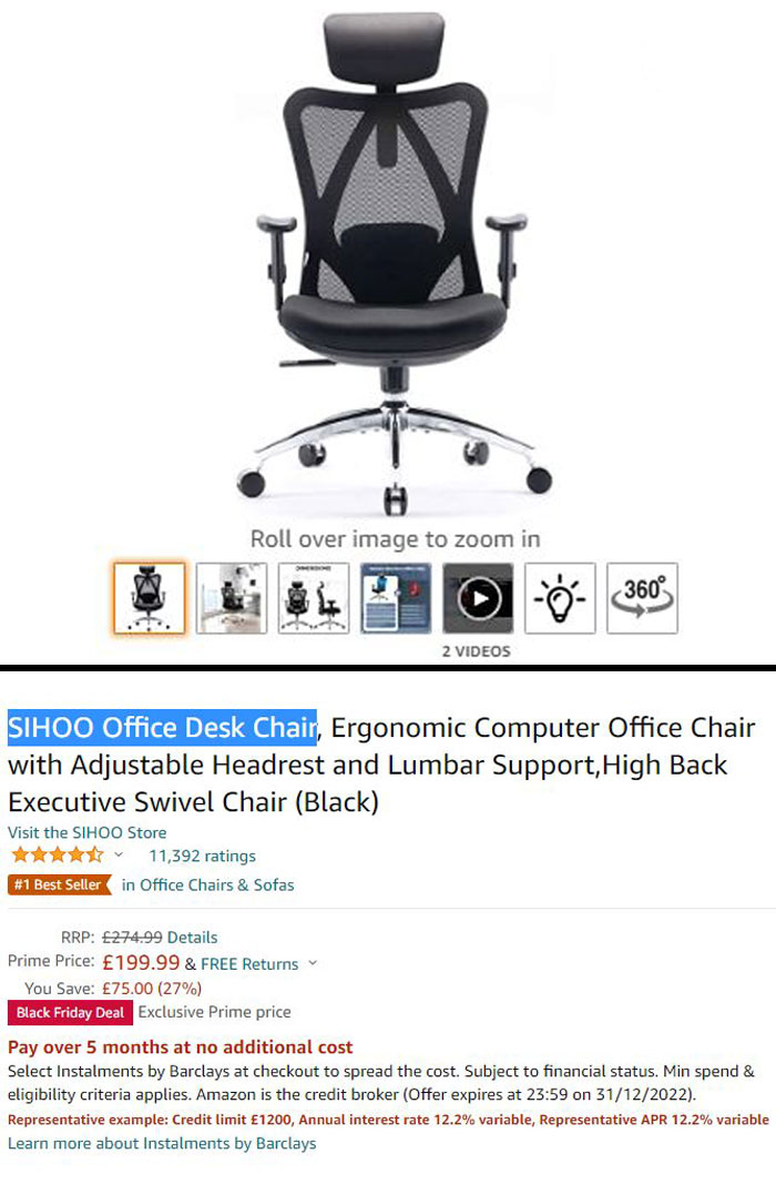 This Chair I Was Going To Buy Was £169.99 A Few Hours Before Amazon's Black Friday "Sale" Started