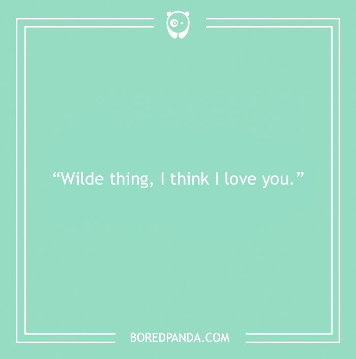 "Wilde thing, I think I love you" book pun on a green background.