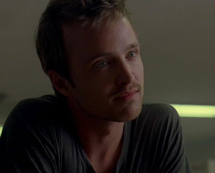 Jesse wearing dark shirt looking from Breaking Bad
