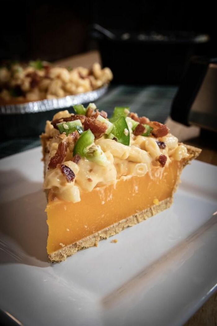 Cheese Cheesecake With A Mac And Cheese Top