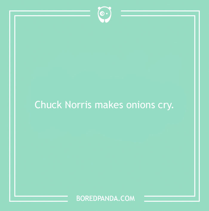 Legendary Chuck Norris joke on a green background: "Chuck Norris makes onions cry."