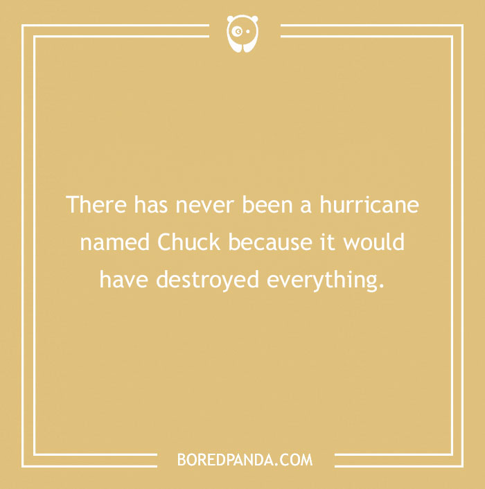 Text on beige background with a Chuck Norris joke about hurricanes.