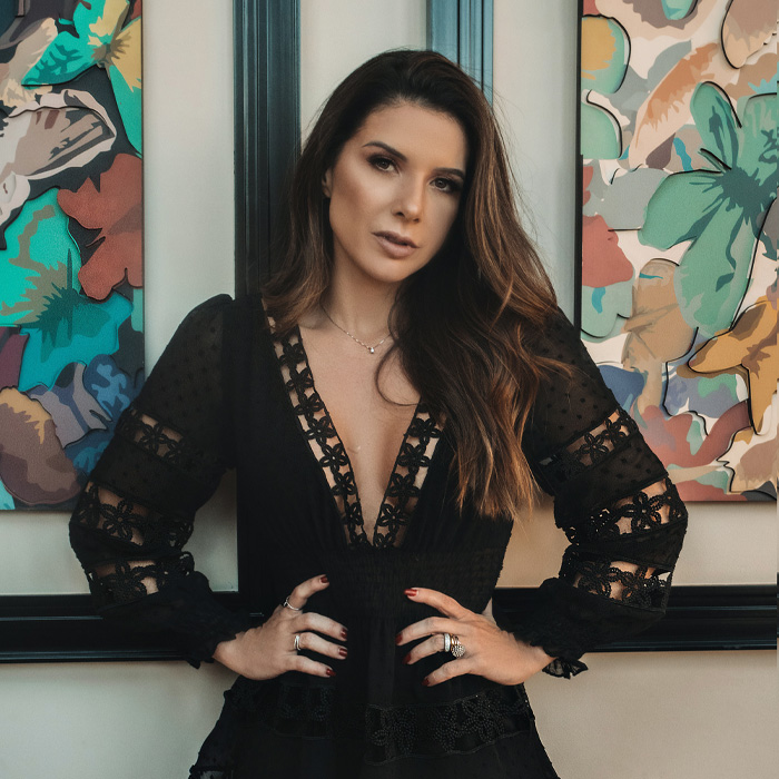 Woman wearing black dress 