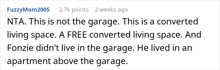 Parents Get Mad About Living In Daughter&rsquo;s Totally Converted Garage, She Suggests The Nursing Home