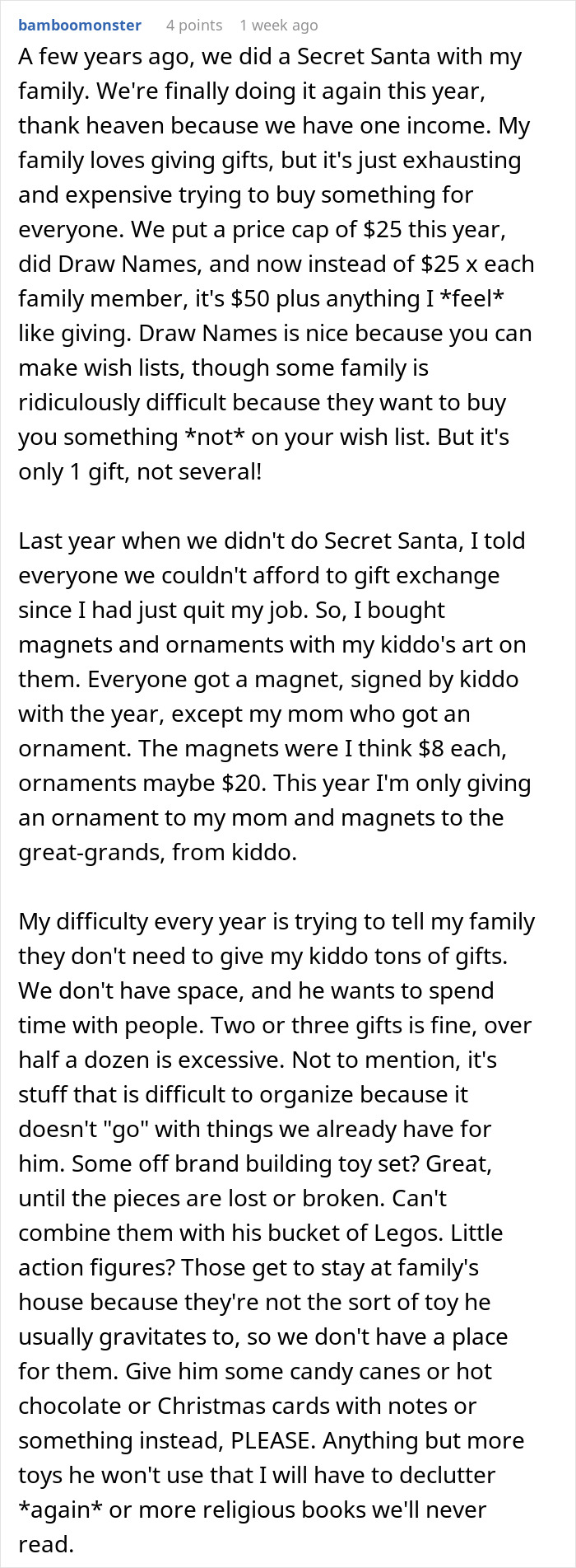 “Gifting In America Has Become Insane”: Woman Shares Her New Gift Strategy For Christmas “Gifting In America Has Become Insane”: Woman Shares Her New Gift Strategy For Christmas