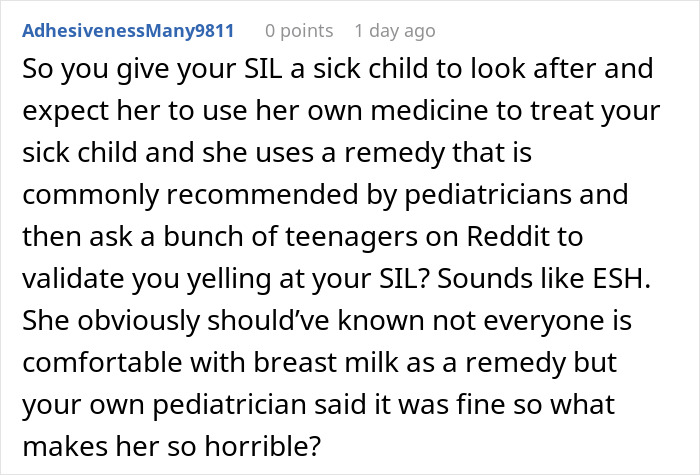 &ldquo;AITA For Banning My SIL From Babysitting After She Put Breastmilk In My Child&rsquo;s Ears&rdquo;
