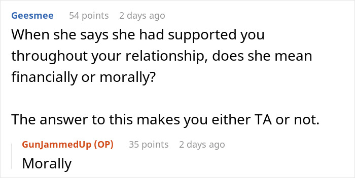 Conversation screenshot showing a discussion about financial and moral support in a relationship involving a lottery winner and demands.