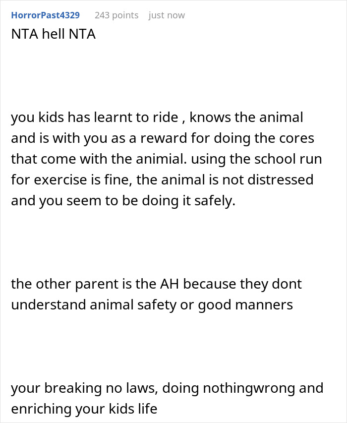 Mom Allows 7 Y.O. To Ride A Pony To School, Causing Entitled Parent To Go Off On Her