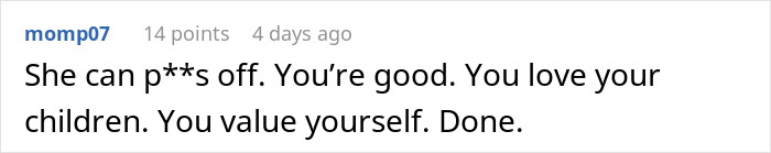 Comment expressing support for a mom who was scolded by a stay-at-home mom for daycare choices and later blocked. Comment expressing support for a mom who was scolded by a stay-at-home mom for daycare choices and later blocked.