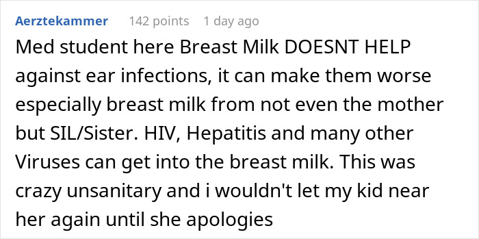 &ldquo;AITA For Banning My SIL From Babysitting After She Put Breastmilk In My Child&rsquo;s Ears&rdquo;