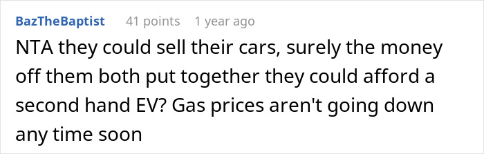 "Sister Says They Can No Longer Afford Gas": Woman Begs Bro To Use His Electric Car, Gets A No "Sister Says They Can No Longer Afford Gas": Woman Begs Bro To Use His Electric Car, Gets A No