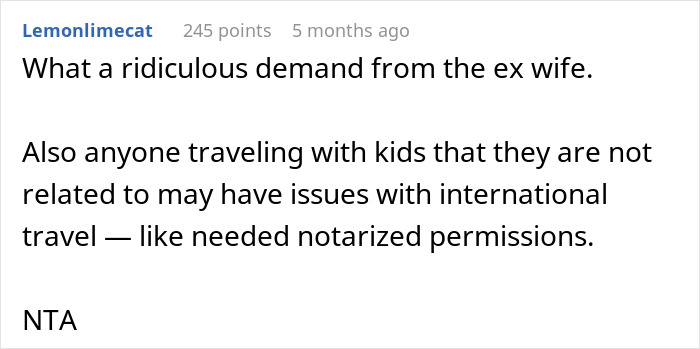 Comment discussing a woman called greedy witch by ex&rsquo;s mistress for refusing to take her three kids on Italy trip.