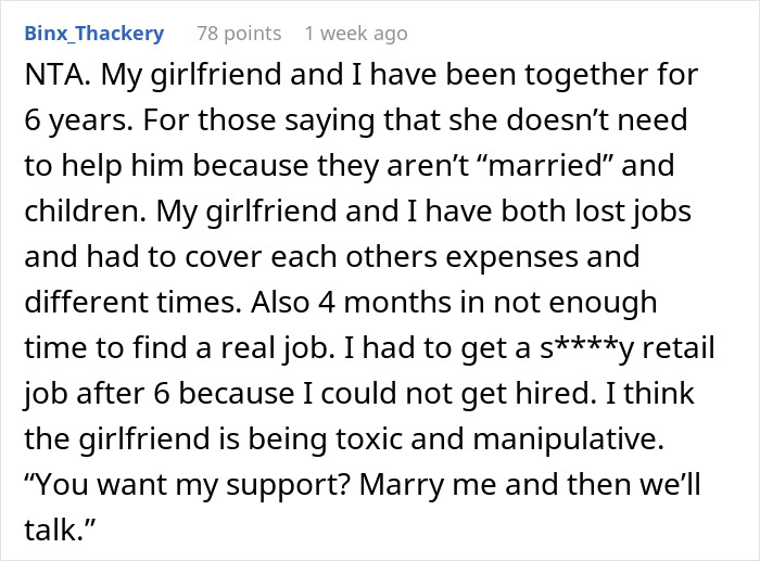 "It&rsquo;s Crazy To Me": Man Expects GF To Cover His Expenses Whilst He Looks For New Job, She Refuses