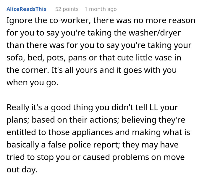 Landlord Calls The Police On Ex-Tenant For Taking Washer And Dryer He Bought Himself Landlord Calls The Police On Ex-Tenant For Taking Washer And Dryer He Bought Himself