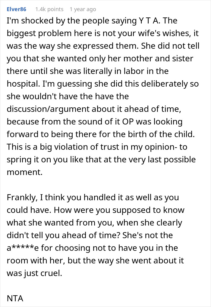 Guy Leaves Instead Of Waiting Around After Wife Bans Him From The Delivery Room, She's Furious