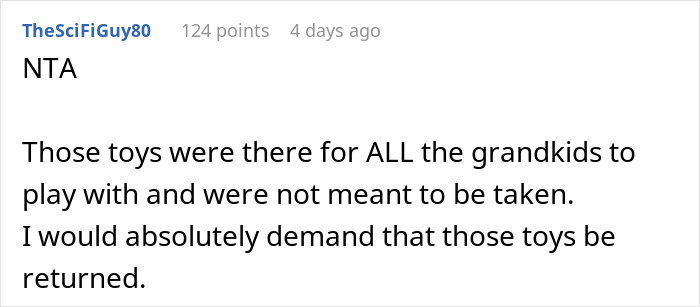 SIL Freaks After Parents Take Back Toys Meant For Everyone That She Poached SIL Freaks After Parents Take Back Toys Meant For Everyone That She Poached