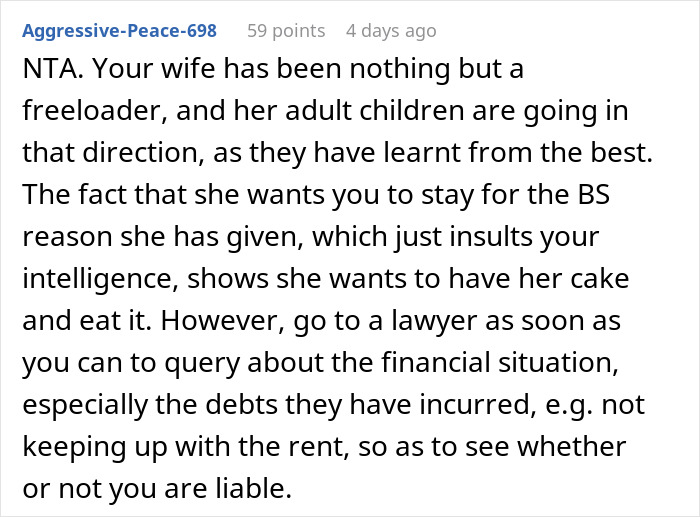 Wife Asks For Divorce After 15 Years, Expects Partner To Continue Living With Her