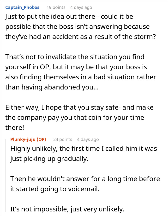 Employee At A Loss On What To Do After Boss Leaves Him Stranded During A Snowstorm