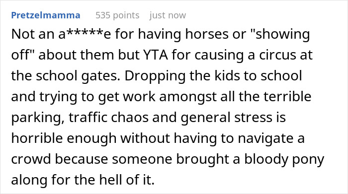 Mom Allows 7 Y.O. To Ride A Pony To School, Causing Entitled Parent To Go Off On Her
